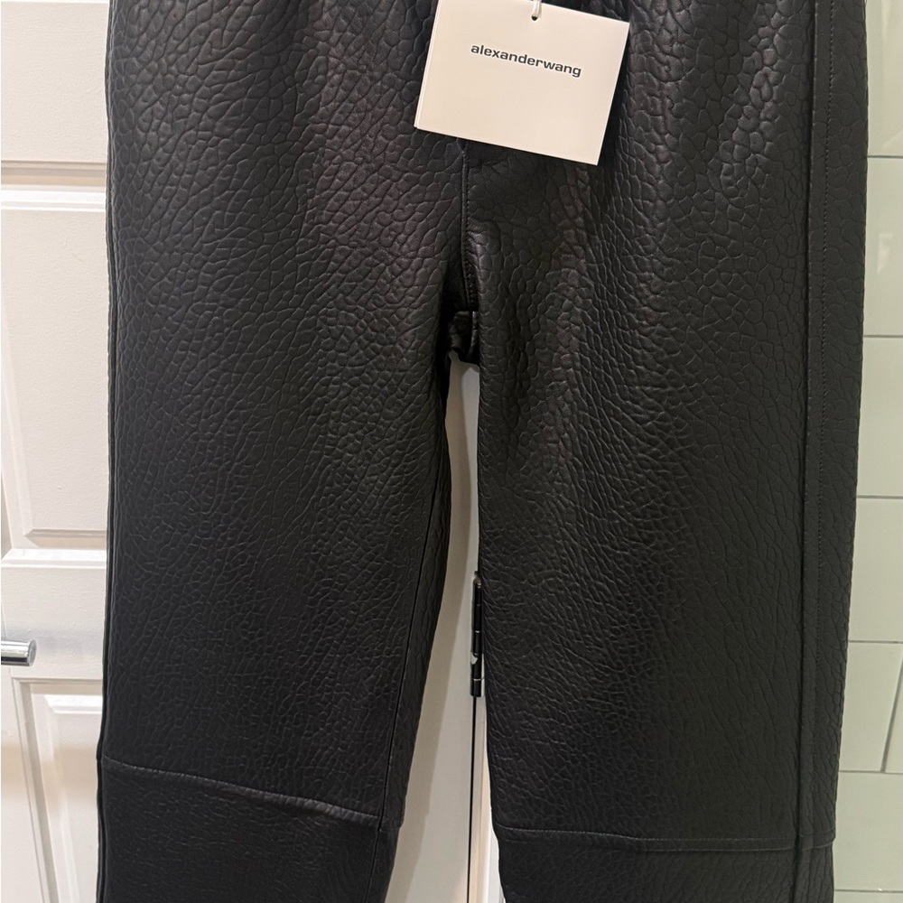 Alexander Wang Black Pebbled Leather Trousers